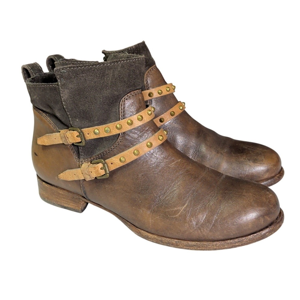 Alberto Fermani Emma Boots Womens Size US 8.5 EU 39 Studded Strap Ankle Moto